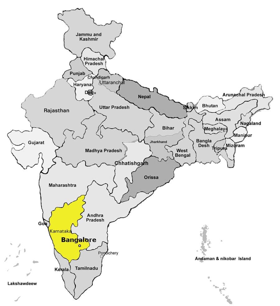 kartta Bangalore intia
