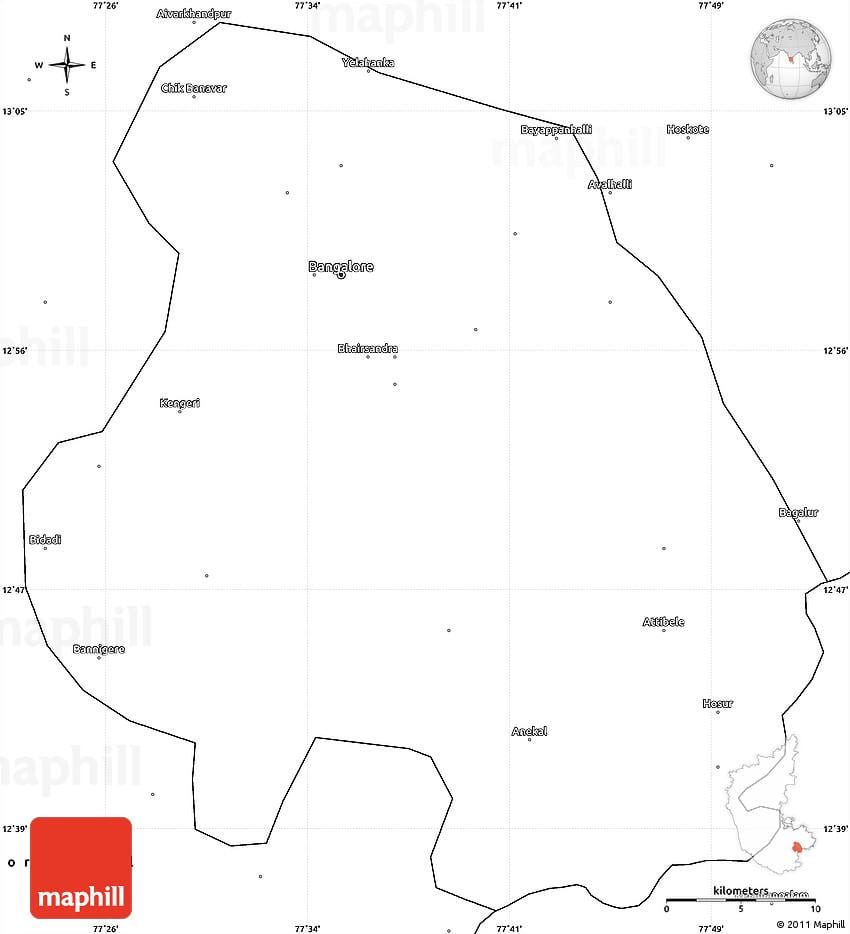 Bangalore ääriviivat kartta