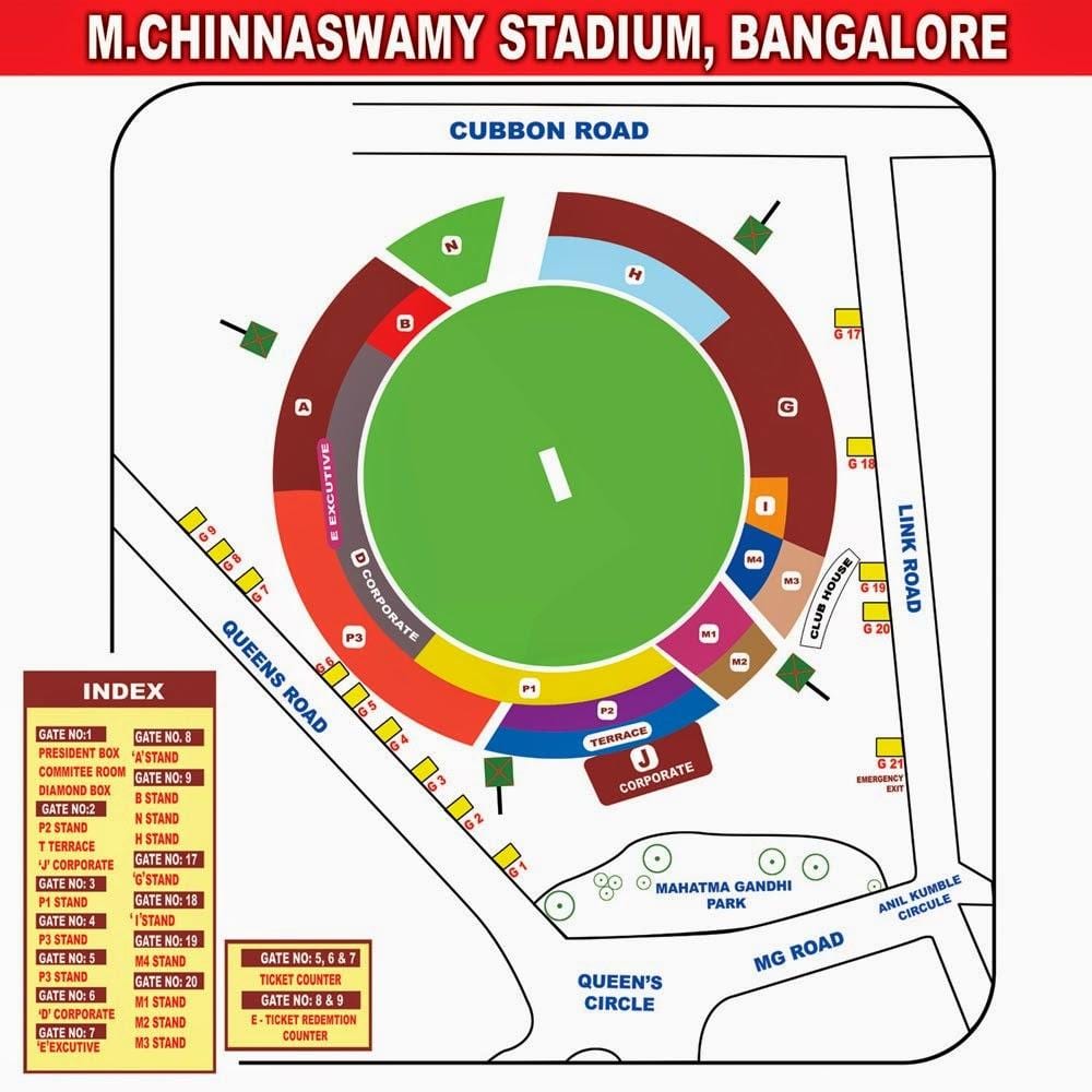 Chinnaswamy stadion istuimet kartta